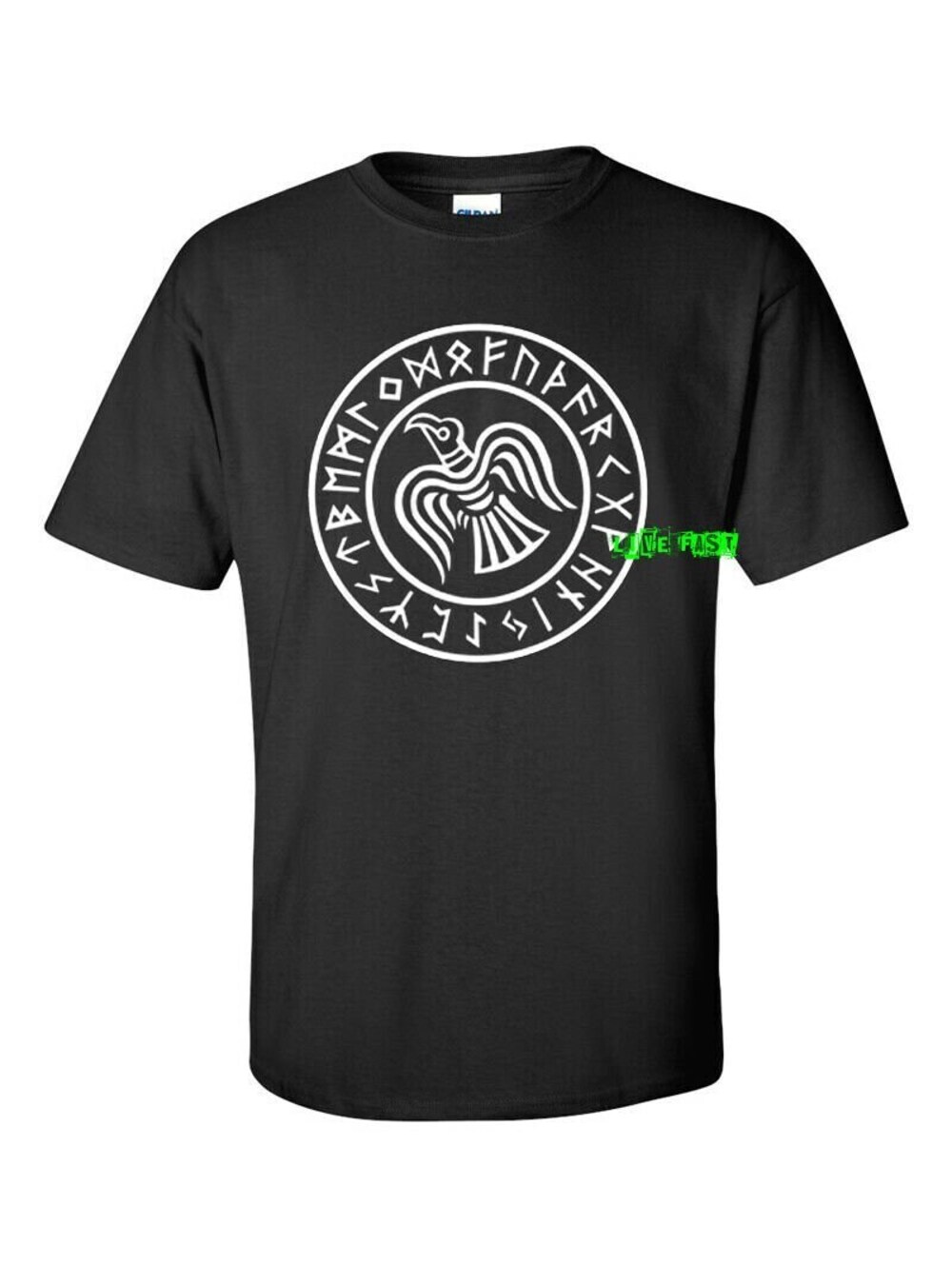 Viking Raven T-Shirt: Norse Pagan Runes, Asatru Symbol